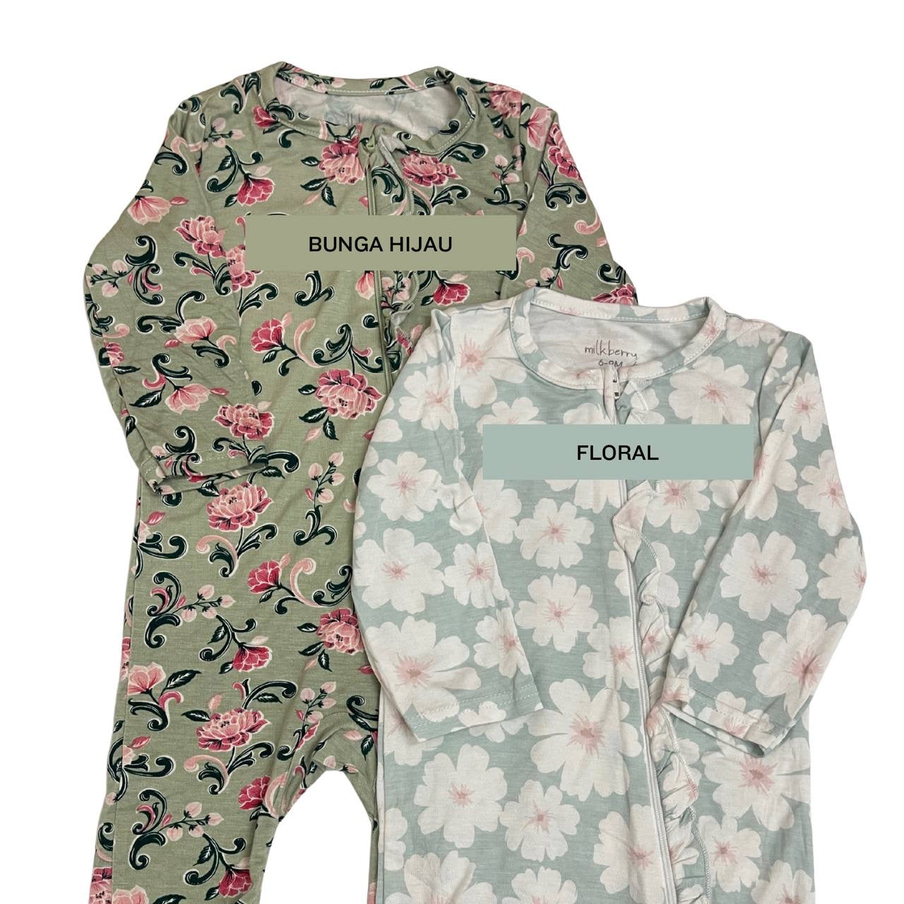 Milkberry - Sleepsuit Bamboo Girl [0-3M - 6-9M]