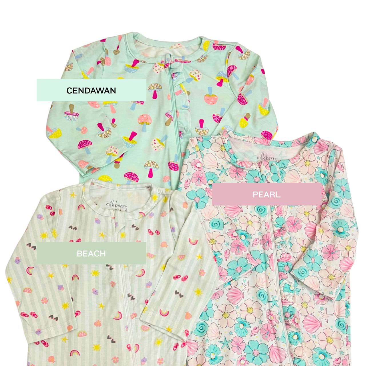 Milkberry - Sleepsuit Bamboo Girl [0-3M - 6-9M]