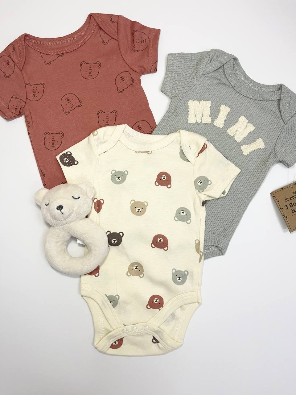 3 Romper & Rattle Set [0-3M - 6-9M]