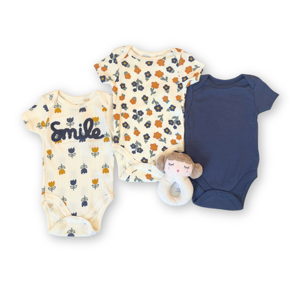 3 Romper & Rattle Set [0-3M - 6-9M]