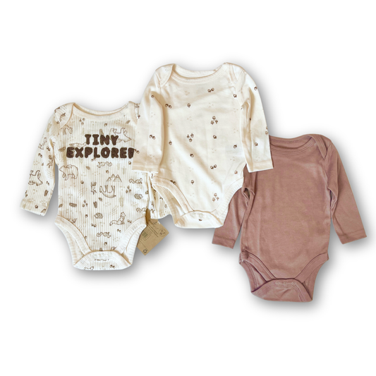 3 Long Sleeve Romper Set [0-3M - 6-9M]